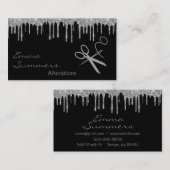Carte De Visite Parties scintillant argentée moderne Ciseaux Chang (Devant / Derrière)