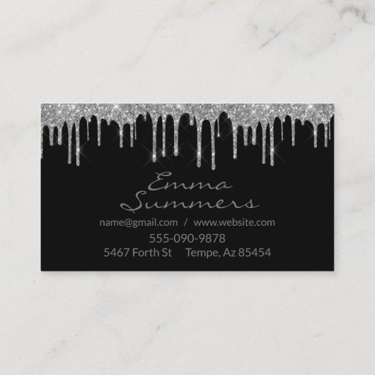 Carte De Visite Parties scintillant argentée moderne Ciseaux Chang (Dos)