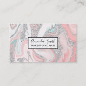 Carte De Visite Parties scintillant argentée moderne corail gris p (Devant)