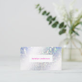 Carte De Visite Parties scintillant argentée moderne, maquillage r (Debout devant)