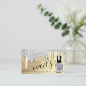 Carte De Visite Parties scintillant argentée or épaisse clous pol (Debout devant)