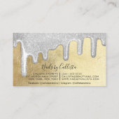 Carte De Visite Parties scintillant argentée or épaisse clous pol (Dos)