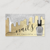 Carte De Visite Parties scintillant argentée or épaisse clous pol (Devant)