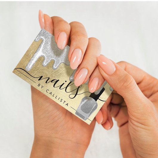 Carte De Visite Parties scintillant argentée or épaisse clous pol