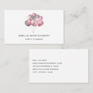 Carte De Visite Parties scintillant Balloon Bunch rose et argent