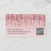Carte De Visite Parties scintillant Beauté QR Code Rose Rose Or (Dos)