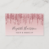 Carte De Visite Parties scintillant Beauté QR Code Rose Rose Or (Devant)