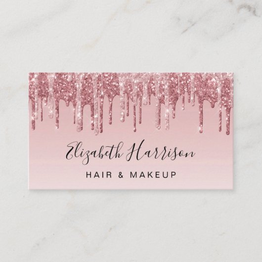 Carte De Visite Parties scintillant Beauté QR Code Rose Rose Or (Devant)