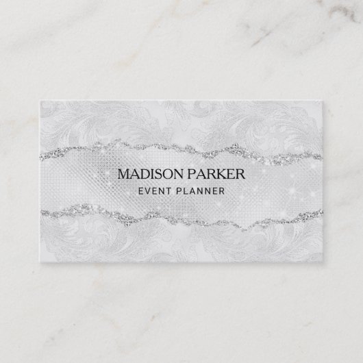 Carte De Visite Parties scintillant blanche (Devant)