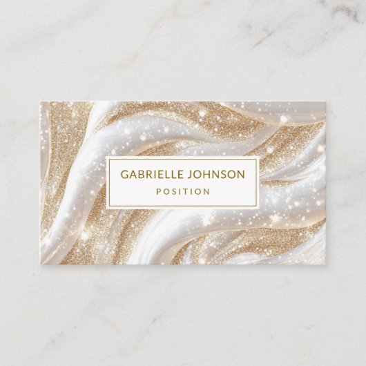 Carte De Visite Parties scintillant blanche de luxe en marbre Cart (Devant)