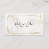 Carte De Visite Parties scintillant blanche rose or avec cadre or (Devant)