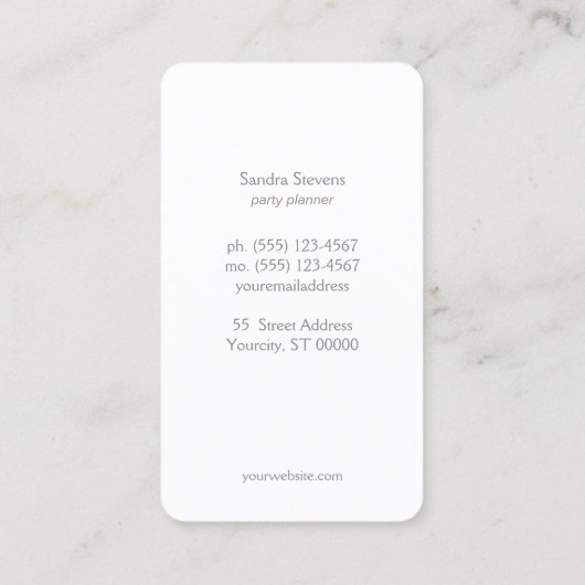 Carte De Visite Parties scintillant blanche subtile Bokeh Élégant (Dos)