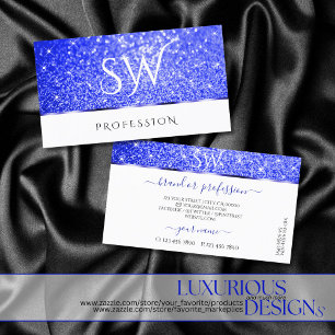 Carte De Visite Parties scintillant Bleu Blanc Moderne Étoiles Éti