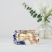 Carte De Visite Parties scintillant bleu Brown Aquarelle or huile (Debout devant)