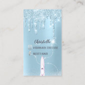 Carte De Visite Parties scintillant Bleu Cheveux Ciseaux violets C (Dos)