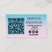 Carte De Visite Parties scintillant Bleu Dégradé Lashes QR Code Sc (Dos)
