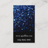 Carte De Visite Parties scintillant bleu foncé brillant et noir (Dos)