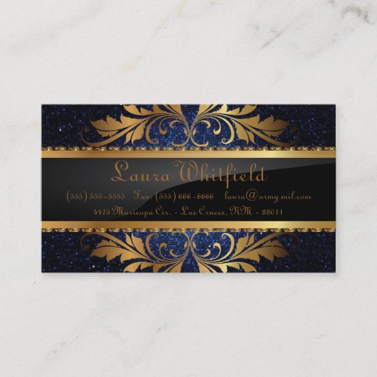 Carte De Visite Parties scintillant bleu marine Sequin Disco Glitz (Devant)