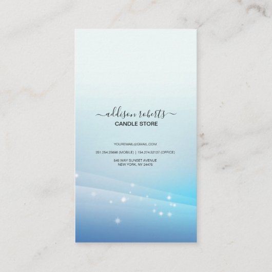 Carte De Visite Parties scintillant bleu moderne soins aux bougies (Dos)