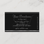 Carte De Visite Parties scintillant Bleu Océan Initiales Black Sil (Dos)