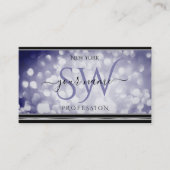 Carte De Visite Parties scintillant Bleu Océan Initiales Black Sil (Devant)