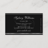 Carte De Visite Parties scintillant Bleu Océan Monogramme Black Si (Dos)