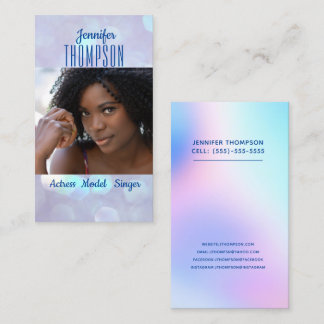 Carte De Visite Parties scintillant Bleu Photo Moderne Actrice Mod