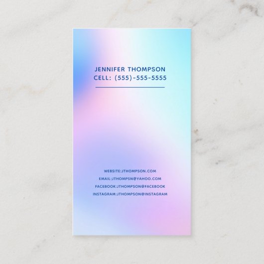 Carte De Visite Parties scintillant Bleu Photo Moderne Actrice Mod (Dos)