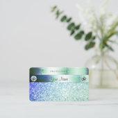 Carte De Visite Parties scintillant bleu Turquoise brillant Étoile (Debout devant)