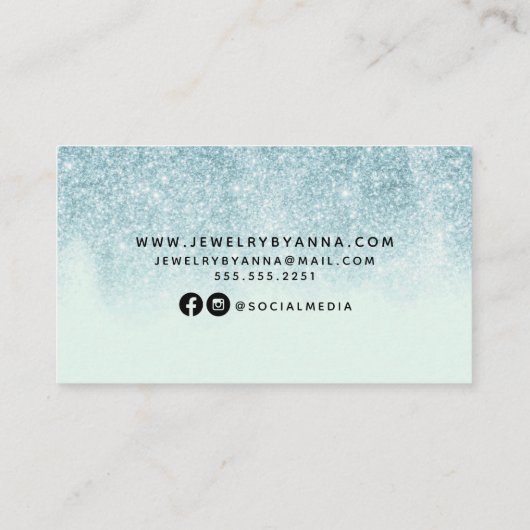 Carte De Visite Parties scintillant bleue (Dos)