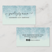 Carte De Visite Parties scintillant bleue (Devant / Derrière)