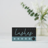 Carte De Visite Parties scintillant bleue Aqua noir lashes typogra (Debout devant)