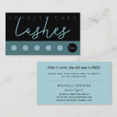 Carte De Visite Parties scintillant bleue Aqua noir lashes typogra (Devant / Derrière)