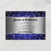 Carte De Visite Parties scintillant Bleue Argent Royal Étoiles Élé (Dos)