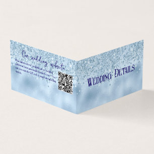 Carte De Visite Parties scintillant Bleue Bébé et Mariage à huile