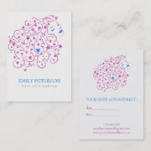 Carte De Visite Parties scintillant Bleue Et Rose Cheveux Floraux (Devant / Derrière)