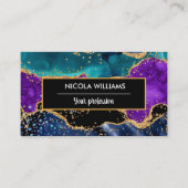 Carte De Visite Parties scintillant bleue et violet Peacock Agate (Devant)