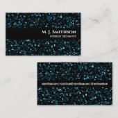 Carte De Visite Parties scintillant bleue étincelante (Devant / Derrière)