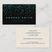 Carte De Visite Parties scintillant bleue Faux Foil Confetti Noir (Devant / Derrière)