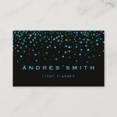 Carte De Visite Parties scintillant bleue Faux Foil Confetti Noir (Devant)