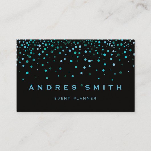 Carte De Visite Parties scintillant bleue Faux Foil Confetti Noir (Devant)