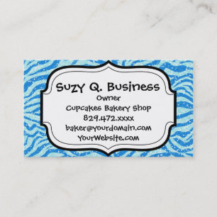 Carte De Visite Parties scintillant bleue Imprimer Zebra Stripe Mo