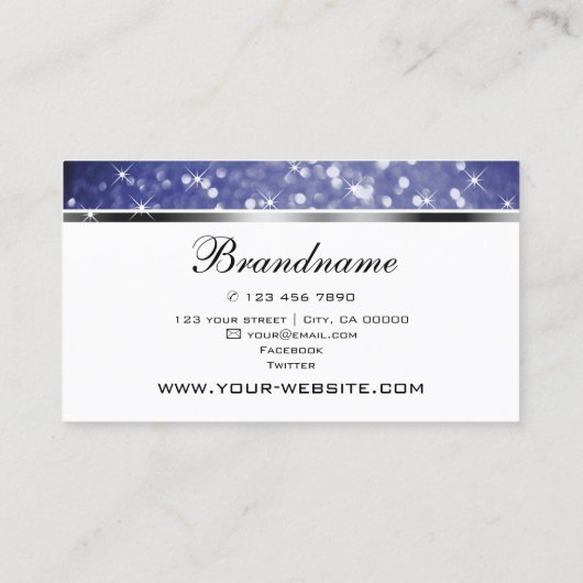 Carte De Visite Parties scintillant Bleue Luxe Étincelle Shimmer É (Dos)