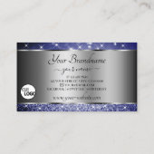 Carte De Visite Parties scintillant Bleue Profond Étoiles lumineus (Dos)