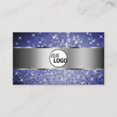 Carte De Visite Parties scintillant Bleue Profond Étoiles lumineus (Devant)