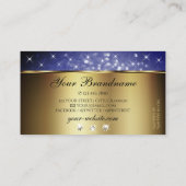 Carte De Visite Parties scintillant Bleue Royale Étoiles Diamants  (Dos)