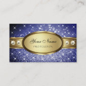 Carte De Visite Parties scintillant Bleue Royale Étoiles Diamants  (Devant)