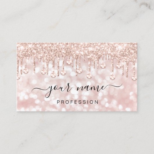 Carte De Visite Parties scintillant Blush Rose Drives maquillage A (Devant)
