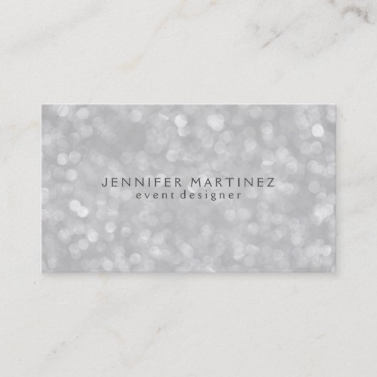 Carte De Visite Parties scintillant Bokeh en argent et étincelles (Devant)