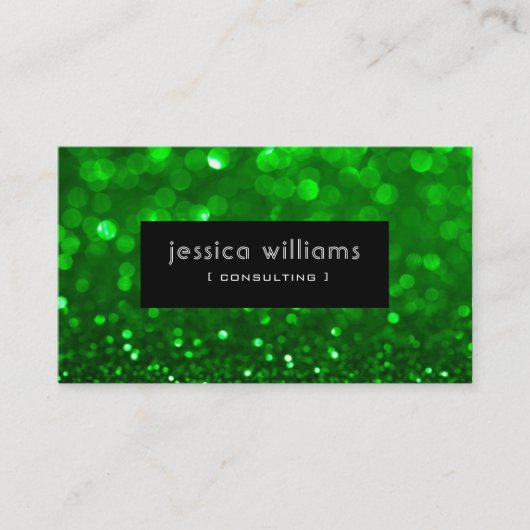 Carte De Visite Parties scintillant Bokeh verte et étincelles Acce (Devant)